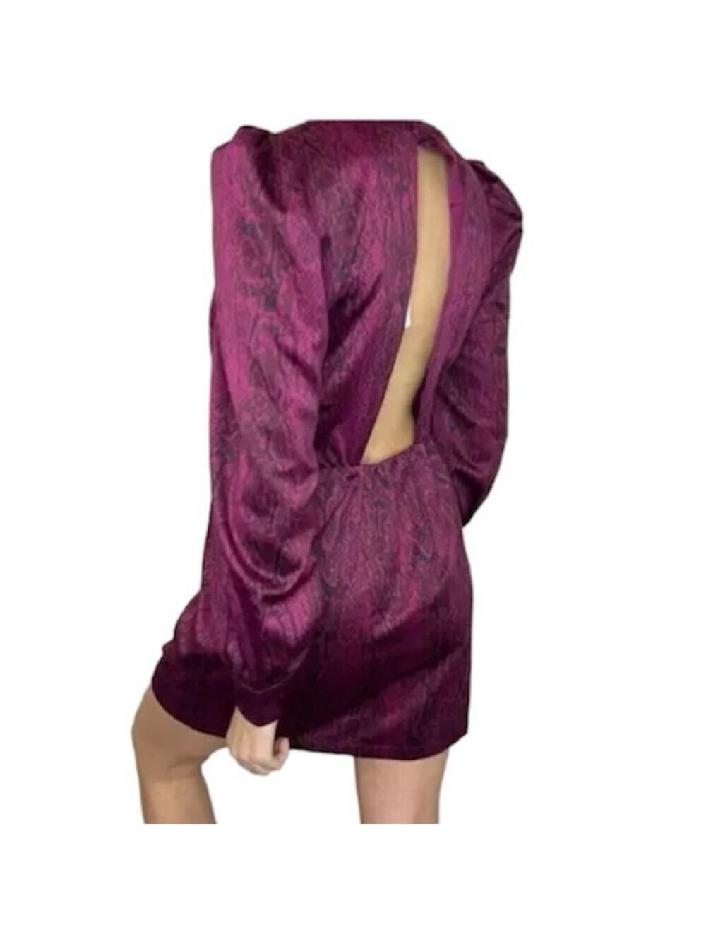 NWT Dynamite pink satin snake print open back mini dress M